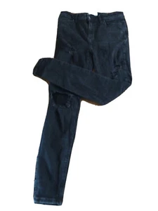 Jeans donna denim co nero invecchiato slim alla caviglia grazer UK 12 30”W 26”L T4625 - Foto 1 di 4