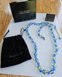  JOAN RIVERS Classics Collection 39" Necklace Blue & Green Faceted Crystal EUC - Picture 1 of 8