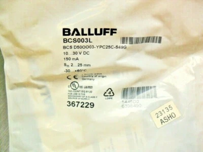 Balluff BCS003L Sensor; Capacitive; Ø50x10 mm; Flush Sealed Bag USA SELLER - Image 1 of 3