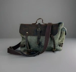 UK G-7 Campus & Stylish Messenger Laptop Shoulder Bag Canvas Leather Distressed - Picture 1 of 10