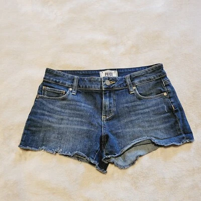 Paige Jean шорты женщин размер 25 Bobby отрезать эластичной хлопковой смеси синий джинсовой ткани - Изображение 1 из 4