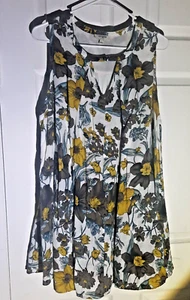 Umgee Tank Key Hole Lined Floral Size L Long Top/Short A-Line Dress Made In USA - Picture 1 of 4