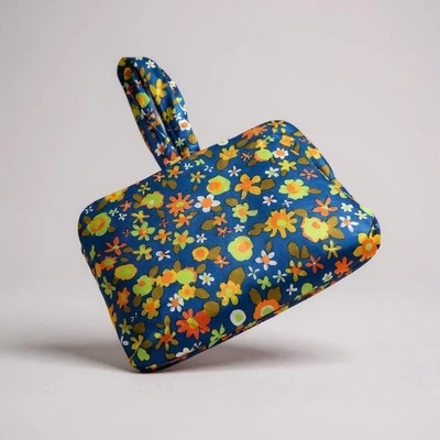 Vintage 60's Celebrity Satin Floral Retro Weekend Toiletry Travel Kit with Jars - Image 1 of 4