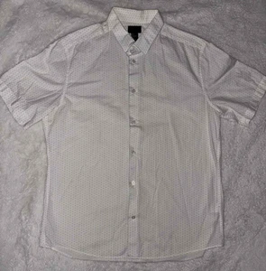 H&M Herren Hemd schwarz weiß gepunktet Slim Fit Kurzarm Größe L - Bild 1 von 5