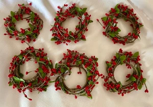 Pip Berry Candle Rings/Garland Chandelier Christmas Holiday Decor Set of 6 - Picture 1 of 3
