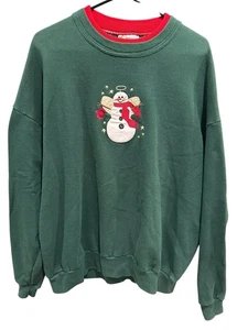 Vintage Morgensonne Punze Design Schneemann Engel Urlaub Weihnachten Pullover 2XL - Bild 1 von 4