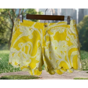 Lilly Pulitzer gelb Blumen strukturiert überbackene Buttercup Shorts Damengröße 00 - Bild 1 von 10