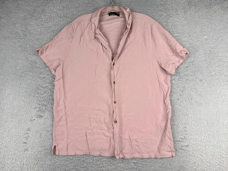 Asos Shirt Men Medium Pink 100% Rayon Button Up Short Sleeve Hawaiian READ - Image 1 of 4
