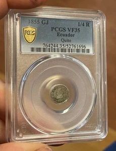 Ecuador - 1855 GJ Silver 1/4 Real (PCGS VF 35) - Picture 1 of 5