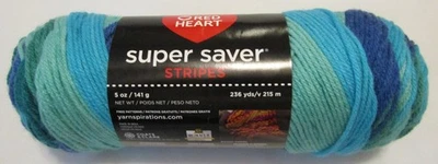 Red Heart Super Saver Stripes Yarn Peacock - 236yd - 5 oz. - 1 Skein - New - Image 1 of 4
