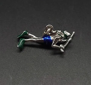Scuba Diver w/ Speargun 3D Enameled Sterling Silver Bracelet Charm - Used - Picture 1 of 5