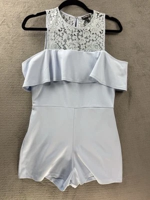 Женский комбинезон Express Romper цвет Ice Blue с кружевами размер 10 с оборками  - Изображение 1 из 4