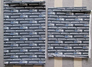 Zwei große Stücke 2002 Seattle Seahawks Football NFL Stoff Baumwolle 60x69 & 60x89 - Bild 1 von 13