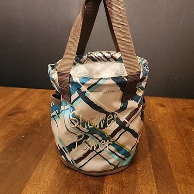 Trinta e um presentes redondo caddy em bolinhas pretas chuveiro Power tote malha - Imagem 1 de 4