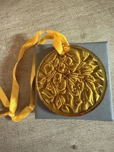 Adorno de cristal Lalique vintage - Noel 1991 - muérdago ámbar con caja - Imagen 1 de 4