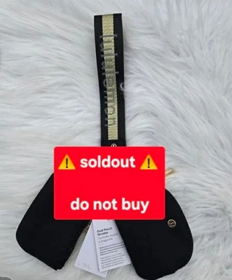 Lululemon Doble Bolsa Muñequera Billetera Llavero Nuevo Negro Dorado Correa. Foto 1 de 4