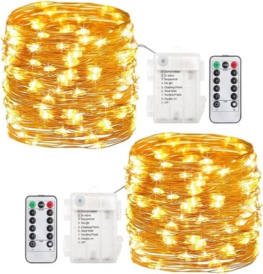 GDEALER 2 Pack 20 Feet 60 Led Fairy Lights Battery 2 Pack, Warm White  - Image 1 of 4