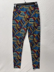 Lularoe Leggings Womens Stretch Pull On Geometric Wide Waistband Multicolor - Picture 1 of 13