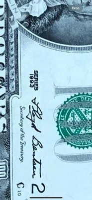 100 Dollar Bill 1993 uncirculated Error Ink In 1993 - Image 1 of 4