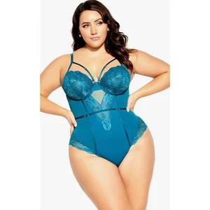 NWT City Chic Blythe Underwire Bodysuit Teal Lace Plus Size 42C/D Boudoir - Picture 1 of 10