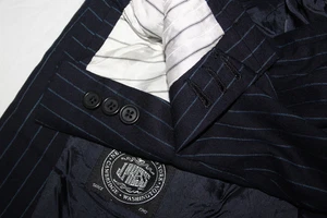 J PRESS Men's 43L Presidential Navy w/ Blue Stripes USA Suit - Pants 35 X 31 - Picture 1 of 15