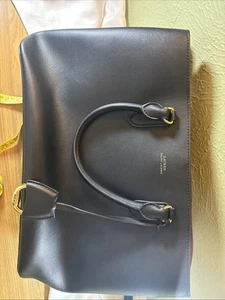 Ralph Lauren Negro Y Rojo Marcy Cuero Cartera Bolso de Mano Cartera Bolso de Hombro - Imagen 1 de 13