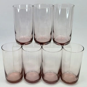 7 Vintage Libbey Longdrinkgläser Glas 5,75" Farbverlauf Rosa 16 Unzen Ombré-Stil - Bild 1 von 7
