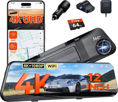 Mirror Dash Cam,Rear View Mirror Camera,Smart Touch Screen,Dash Cam - Image 1 of 4