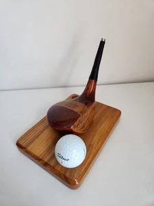 VINTAGE VULCAN V-16 DRIVER PERSIMMON WOOD Business Card Holder Office Decor - Picture 1 of 11