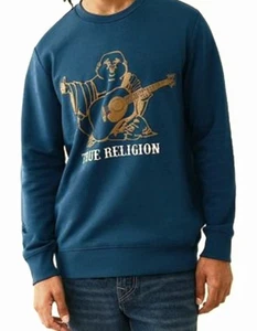 True Religion Buddha Pullover Crewneck Sweatshirt Herren XXL türkis blau - Bild 1 von 10
