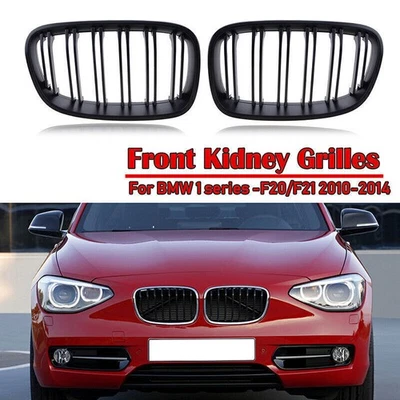 For BMW 11-14 F20 F21 118i 120i 128i 135i Front Kidney Grill Grilles Matte Black - Image 1 of 4
