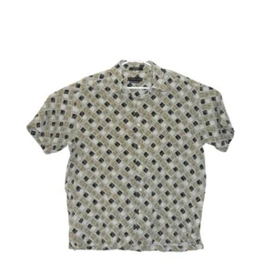 Geoffrey Beene Men's Large Shirt Geometric Button Up Washable Silk Short Sleeve - Picture 1 of 5