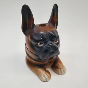 Rare Antique German Porcelain French Bulldog Inkwell – Hand-Painted, Early 1900s - Picture 1 of 14