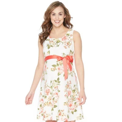 Oh Baby By Motherhood Maternity Womens White Floral Sleeveless Dress Sz L New - Image 1 of 4