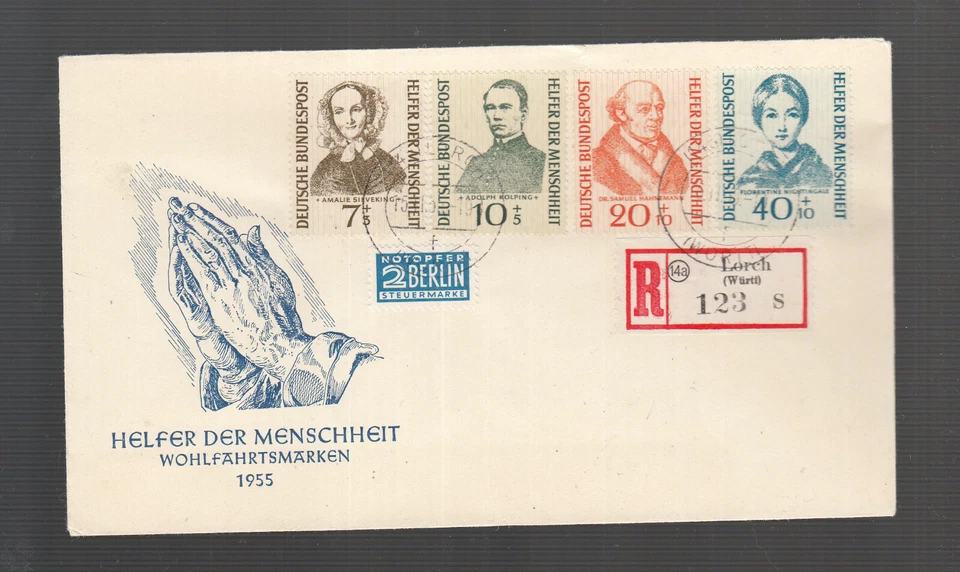 Germany beautiful FDC 1955 -   "FAMOUS GERMANS" on unaddressed FDC - Image 1 of 1