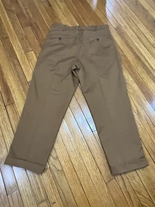 Lands' End Traditional Fit Medium Brown Flat Front Pants Men's 35x29 - Picture 1 of 12
