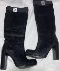 Rachael Zoe Camille schwarz Leder Kalbshaar hoher Absatz Stiefel Größe 6,5 elegant - Bild 1 von 9