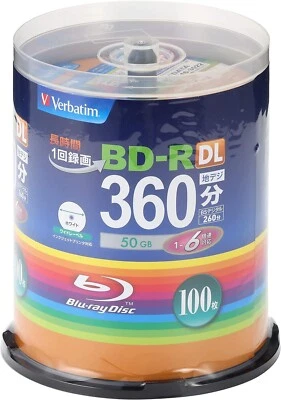 Verbatim VBR260RP100SV1 50GB 1-6x 100 Discs Pack Blu-ray BD-R Printable - Image 1 of 4