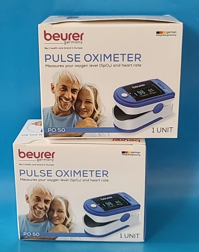Beurer Blue & White PO50 Fingertip Pulse Oximeter