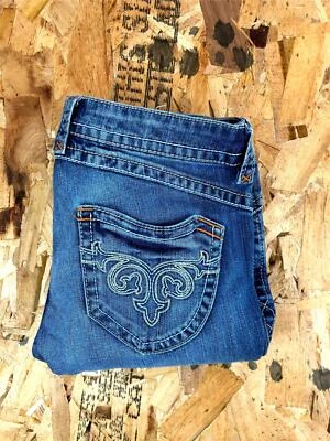 Pantalones de mezclilla para mujer DECREE ajustados de pierna baja lavado medio azul talla 11 Foto 1 de 4