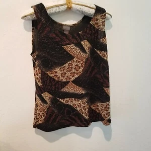 Additions by Chico's Top Womens 2 Sleeveless Mixed Animal Print Tank Top Casual - Picture 1 of 5