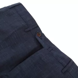 PT01 NWT Flat Front Dress Pants Size 50 34 US Blue Linen / Wool Blend - Picture 1 of 12