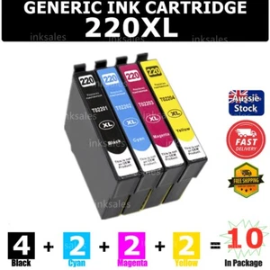 10x Generic 220XL 220 Ink Cartridge For Epson WF2630 WF2650 WF2660 XP220 XP420 - Picture 1 of 2