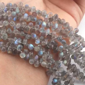 1 Strand Labradorite Faceted Tear Drop Beads Briolettes - Labradorite - Picture 1 of 3