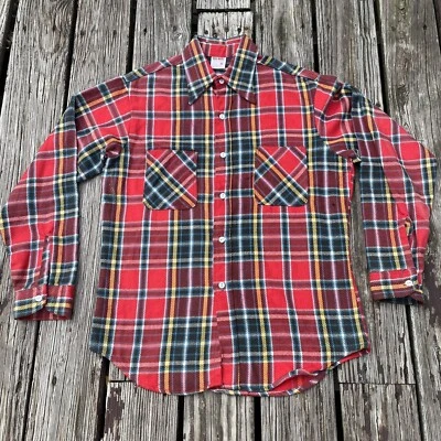 vtg Big Mac Flannel Shirt Men's Medium Tall 1960s Red  Plaid Heavyweight - Image 1 of 4