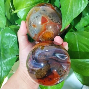 1/2 lb. Cristal de chakra Sardonyx esfera ágata encaje con bandas de seda natural - Imagen 1 de 2