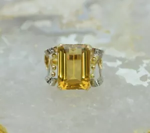 14K Yellow & White Gold Citrine Ring, Circa 1960's, Size 6.25 - Picture 1 of 8