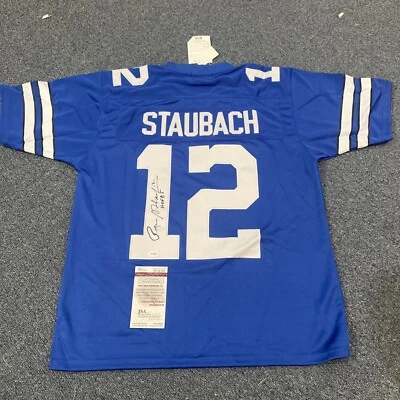 Roger Staubach Cowboys Signed Authentic Mitchell & Ness Jersey w/HOF 85 Insc JSA - Image 1 of 4