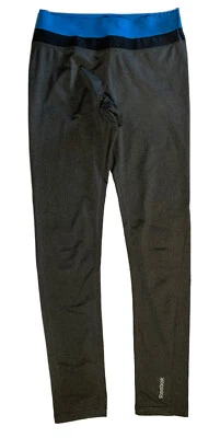 Reebok Mujer Gris Sólido Negro Azul Cintura Atlético Entrenamiento Leggings Medias S Foto 1 de 4