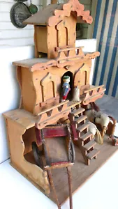 LENOBLE ÉCURIE MOULIN BOIS CHEVAUX CHARETTE MEUNIER Lg 41 X Ht 53 BON ÉTAT - Imagen 1 de 12